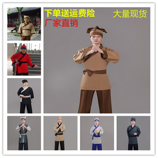 成人古装汉服男式古代平民百姓农民店小二商贩渔民樵夫表演出服装