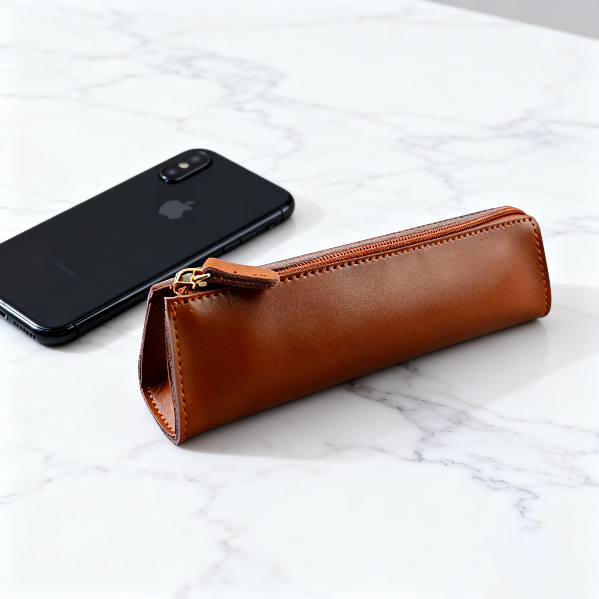 简约大容量手工缝线笔袋男女孩商务办公初高中小学生收纳袋文具袋