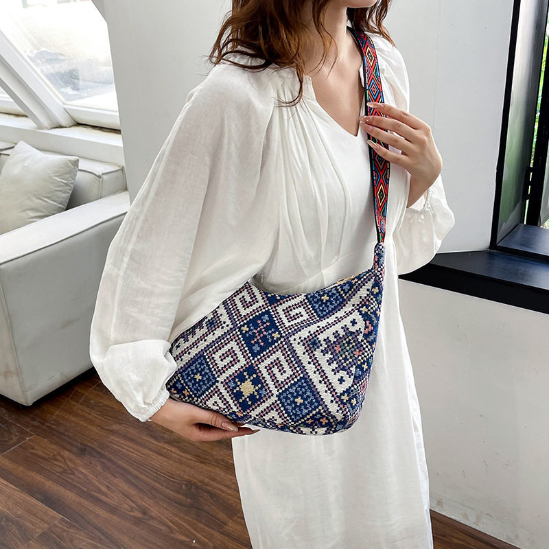 夏季民族风单肩包大容量帆布包包轻便休闲百搭文艺风斜挎包女包