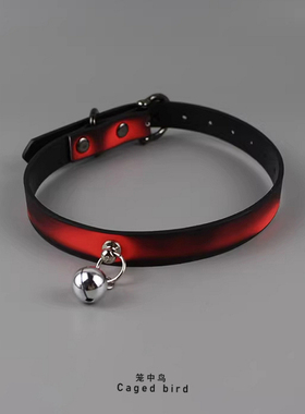 红黑温感变色皮质铃铛锁骨链男女颈带装饰项圈choker亚文化项链
