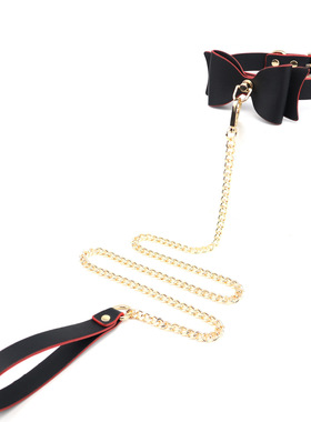 蝴蝶结项圈女项链手链手环皮质choker复古颈环亚文化小狗链牵引绳