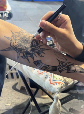 【画99次】jagua纹身笔手绘果汁液藏青色海娜膏植物记号笔