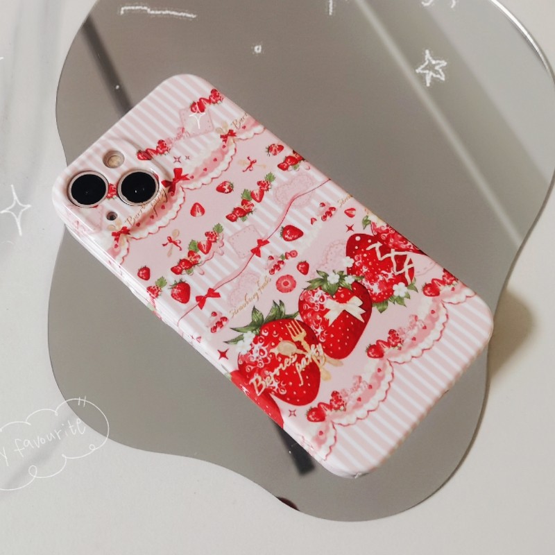 lolita粉色草莓蛋糕14civi3vivoiqoo11OPPOreno10一加11手机壳菲林壳苹果16promax