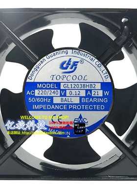 GL12038HB2交流风机全新原厂电源配套，电压AC220V滚珠轴流风机