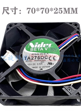 原装Nidec 7025 7CM TA275DC M35624-58G 12V 0.22A 3线 滚珠风扇