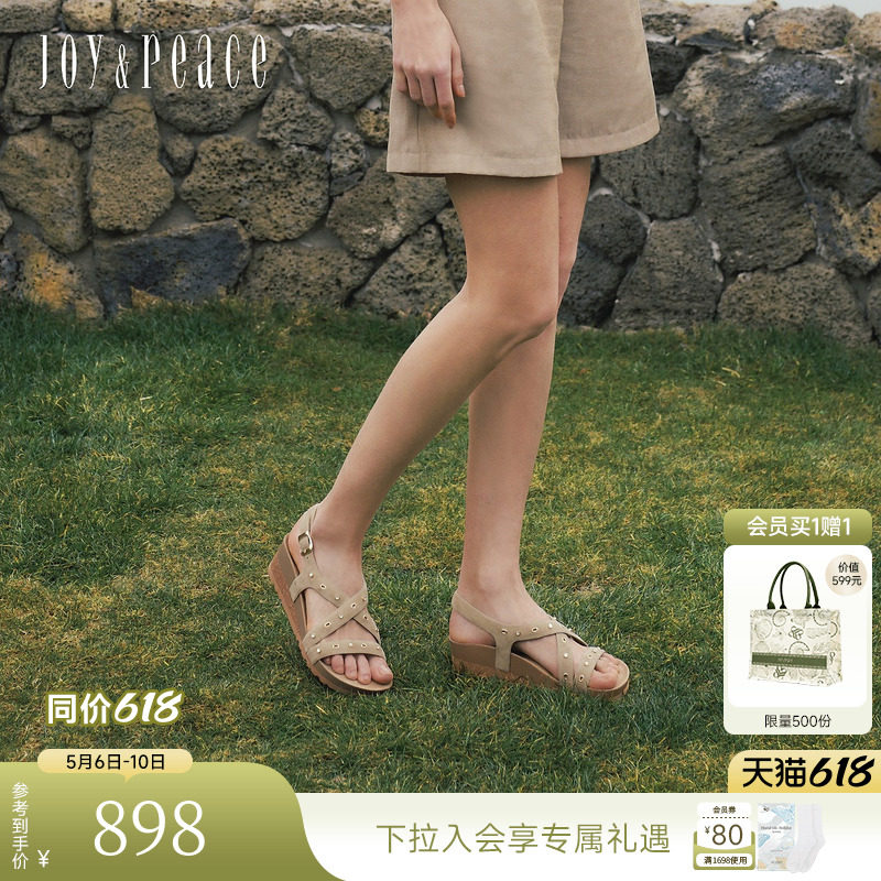 真美诗摇滚牧歌2026夏季新款休闲复古罗马凉鞋5cm厚底勃肯凉鞋女