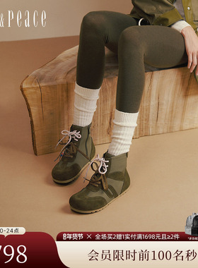 真美诗2025冬新款牛皮双鞋带运动拳击靴勃肯时装靴短靴女Y1Y02DD5