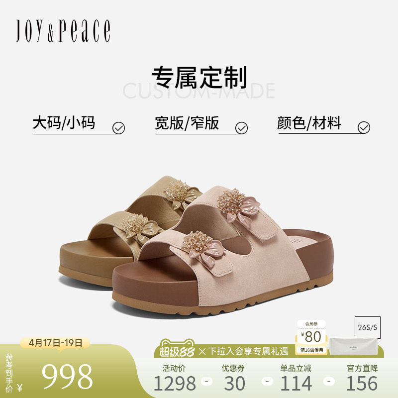 [定制小码34/大码40胖瘦脚]真美诗2026夏幻彩晶珠凉鞋YB204BT6C