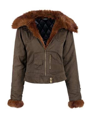 y2k古早轻亚文化美拉德辣妹大毛领棉服女冬季修身收腰座山雕外套