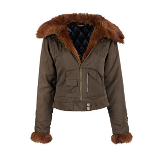 y2k古早轻亚文化美拉德辣妹大毛领棉服女冬季 收腰座山雕外套 修身