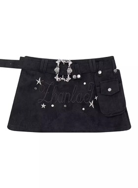 哥特朋克风y2k千禧辣妹古早轻亚裙子铆钉珠皮短裙女夏季a字半身裙