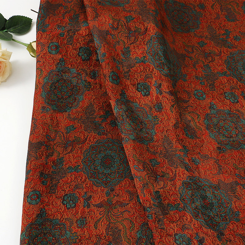 赤韵团花全人丝香云纱印花面料 国风旗袍连衣裙服装布料 古风花布,纺织面料/辅料/配套,印花面料,淘宝优惠券,粉丝福利购,淘宝优惠卷