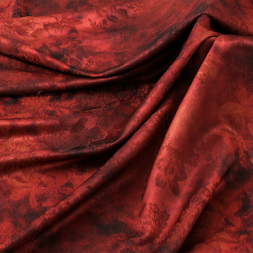 重磅提花梅花面料 旗袍汉服连衣裙服装面料 古风山水画提花布零剪