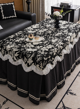 中古风黑色长方形烤火炉桌子罩套加厚茶几电炉罩电暖桌火炉套冬季