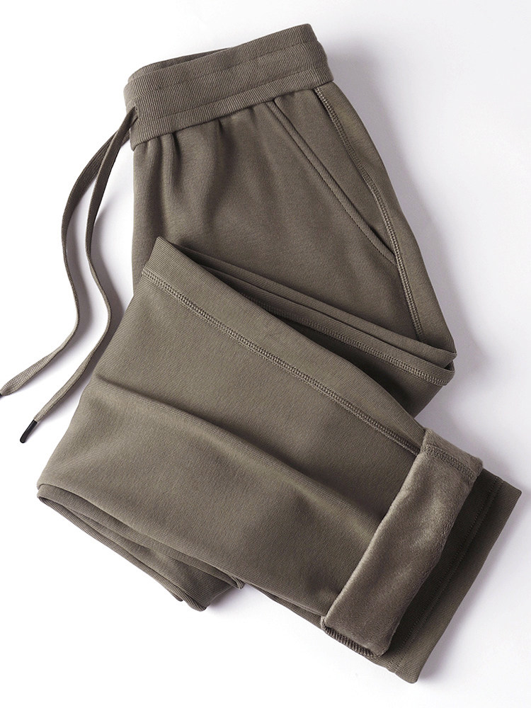 MAROLIO 380G의 도톰한 코튼 원단  남성용 스트레이트 플리스 스웨트팬츠 루즈한 벨벳 가을 겨울 드레이프 바지