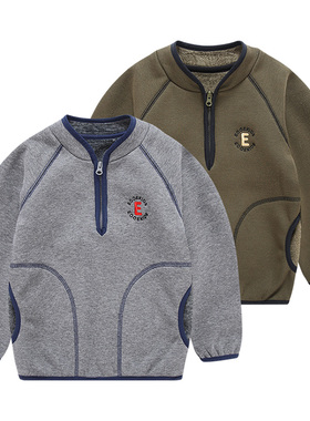 非常小鱼28769男童新款秋冬一体绒拉绒儿童柔软舒适立领宝宝上衣