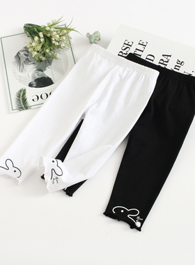 非常小鱼39487女童夏季针织纯棉打底裤七八分中裤清仓