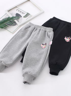 非常小鱼84975新款深秋冬秋女童装针织休闲一体绒儿童长裤90-130