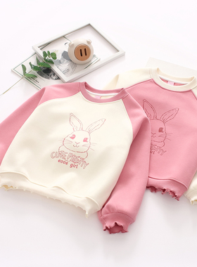 非常小鱼儿童63895新款秋冬女童卫衣加绒保暖一体绒针织休闲上衣