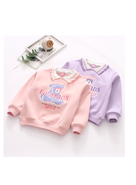 非常小鱼儿童63891新款秋冬女童卫衣加绒保暖一体绒针织休闲上衣