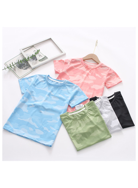 非常小鱼64255中大男女童新款夏季针织透气速干衣短袖上衣110-150