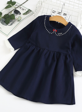 非常小鱼29832新款女童深秋韩版双层针织里公主连衣裙上衣90-130