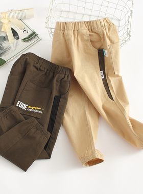 非常小鱼80164新款春夏季男童休闲梭织棉麻时尚收口长薄裤100-150