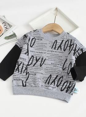 非常小鱼61571秋季新款男童装休闲时尚针织纯棉圆领上衣90-130