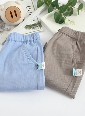 非常小鱼81337男中小童新款棉麻透气凉快柔软舒适六分中裤100-140