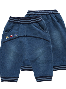 非常小鱼38262男童夏季清仓棉布松紧腰柔软休闲裤针织仿牛仔裤