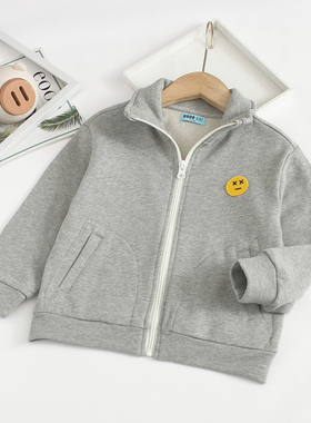 非常小鱼61501秋季新款男中童装休闲针织纯棉外衣立领上衣110-150