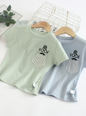 非常小鱼60240男童清仓夏季针织纯棉吸汗透气短袖T恤上衣100-140