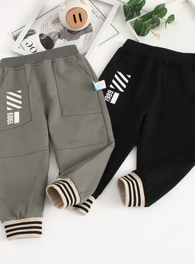 非常小鱼81580新款秋季男童装针织纯棉中小童休闲毛圈长裤90-130