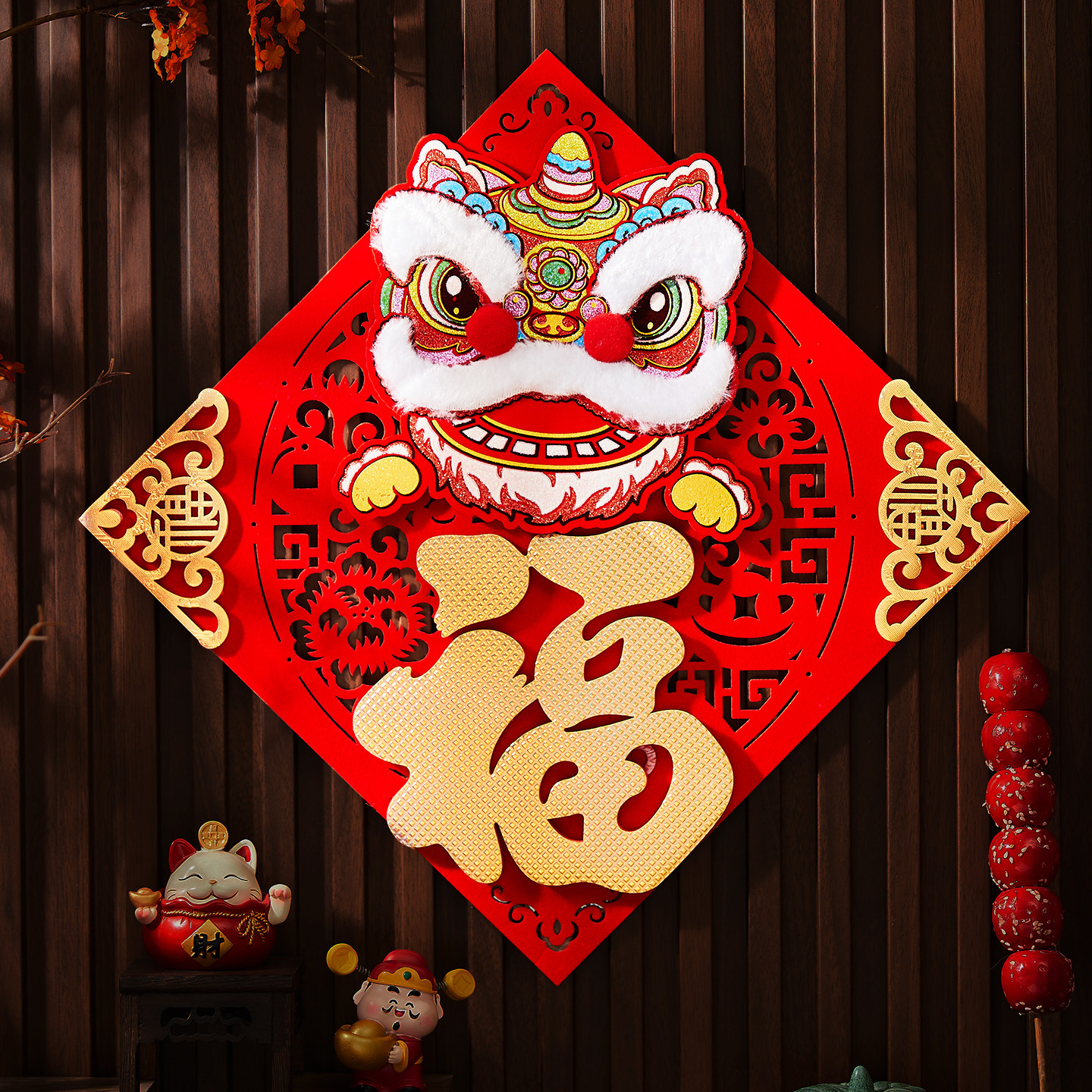 福字门贴2026精品高档绒布立体福