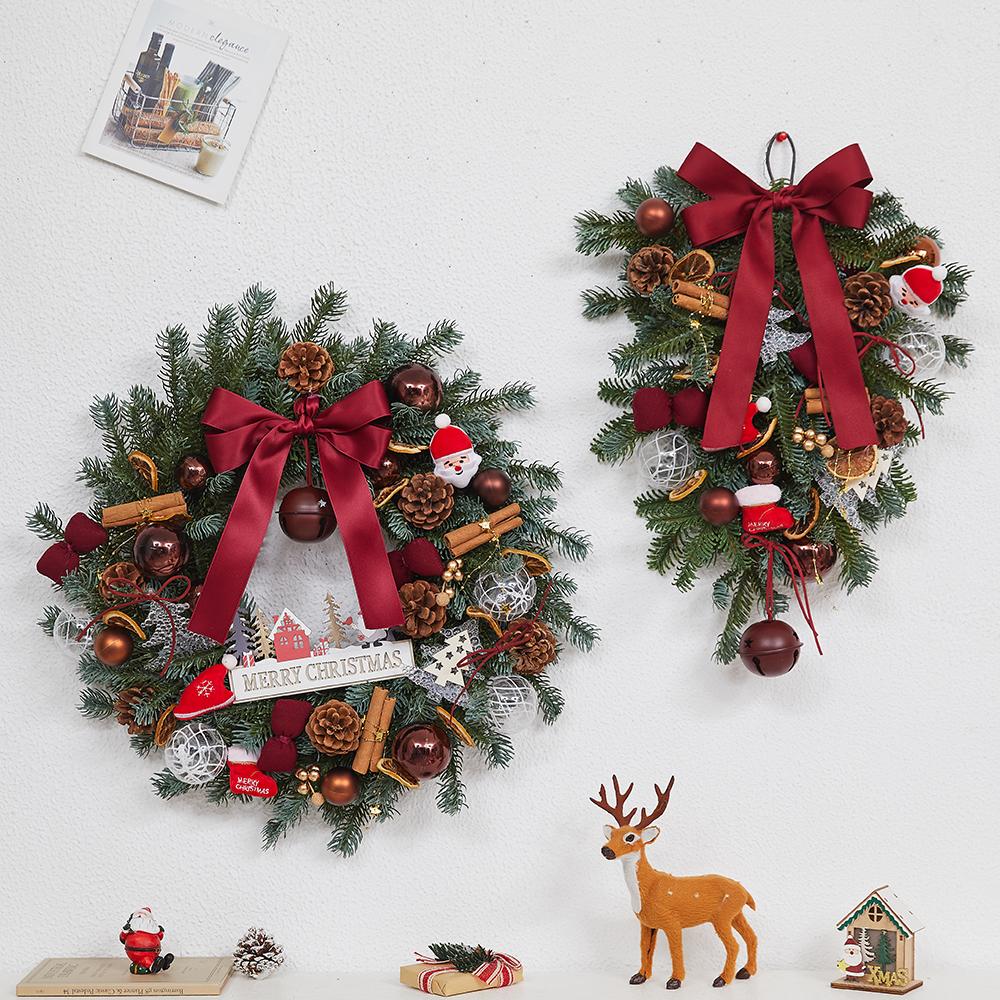 新款2025圣诞节装饰品花环藤条门挂墙挂酒店商场门口场景布置挂饰