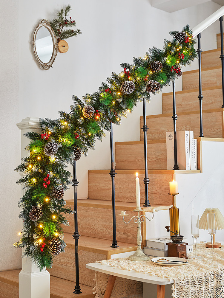 圣诞节装饰场景布置圣诞花环藤条门挂墙挂橱窗玻璃门上氛围感挂饰