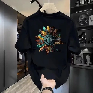 欧洲站高端美式短袖T恤男2025年夏季新款宽松休闲纯棉体恤上衣服