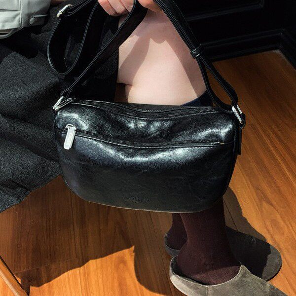 新款复古简约女士单肩包大容量pu约姿单肩斜挎包手机包女质感