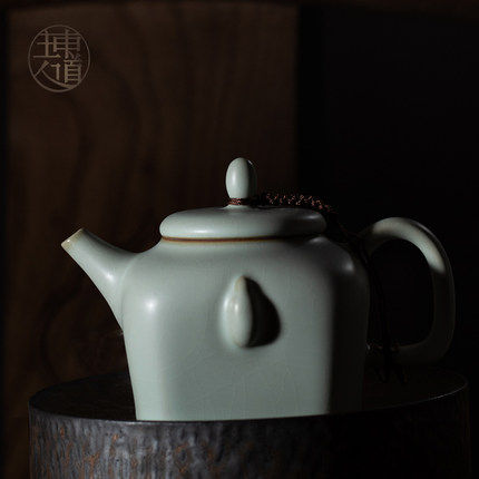 东道汝窑功夫茶具茶壶 景德镇陶瓷东道主人系列茶具顺耳壶汝官窑