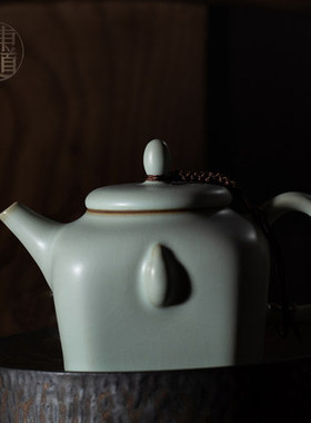 东道汝窑功夫茶具茶壶 景德镇陶瓷东道主人系列茶具顺耳壶汝官窑