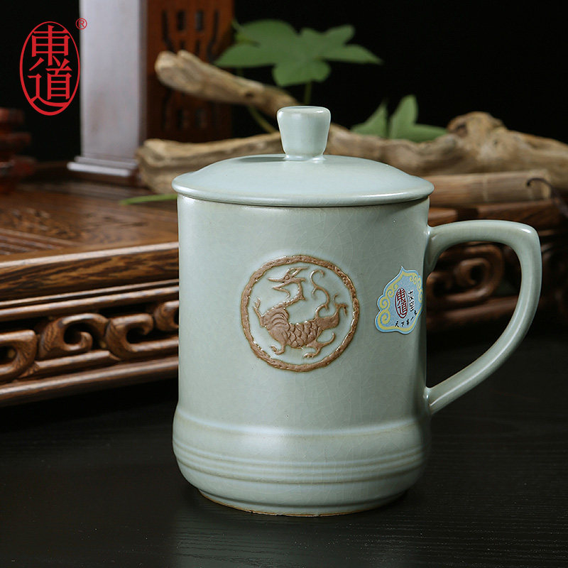 东道汝窑功夫茶具 景德镇开片陶瓷茶杯子个人杯正品限量天龙乾杯