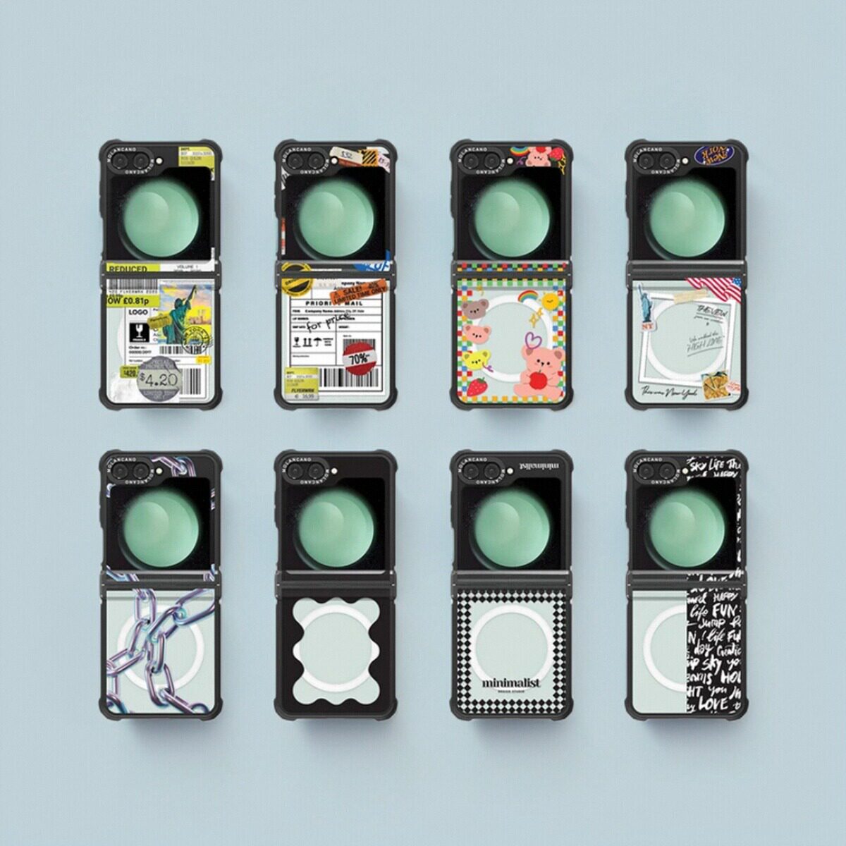 韩国molan三星z flip7磁吸手机壳可爱小熊适用Galaxy Z Flip6透明防摔zflip7保护壳保护套创意情侣壳粉色爱心