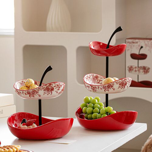 简约陶瓷双多层水果盘零食收纳盘
