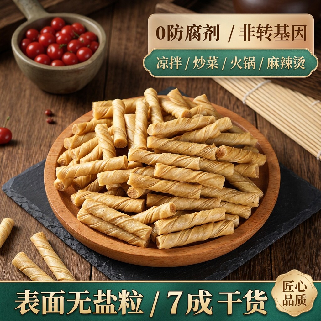 豆筋棍表面无盐粒精品商用豆制品干货豆皮卷手工辣条原料炒菜火锅