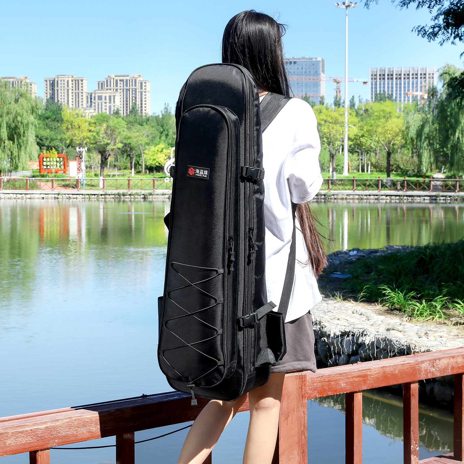 海盗旗新款鱼竿包带干湿分离渔具