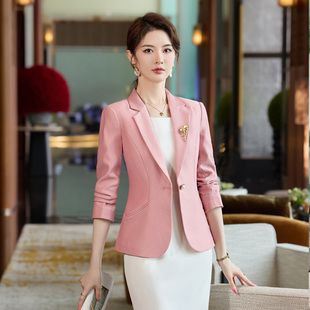 外套内搭白色裙子美容师工作服 西装 连衣裙两件套女职业装 气质正装