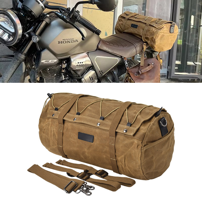 美式复古旅行袋蜡染帆布机车健身包多双肩单肩斜挎包摩托车后座包