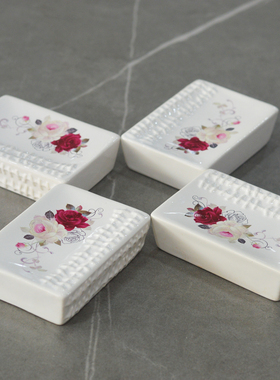 特价2个装陶瓷肥皂盒免打孔卫生间沥水香皂盒简约洗漱台收纳盒