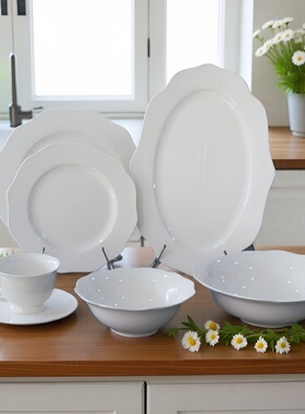 【洛荷】陶瓷盘子家用菜盘子餐具套装餐厅饭店凉菜盘子创意花瓣盘