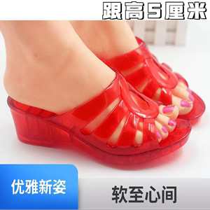 厚底塑料防滑耐磨舒适高跟凉拖鞋